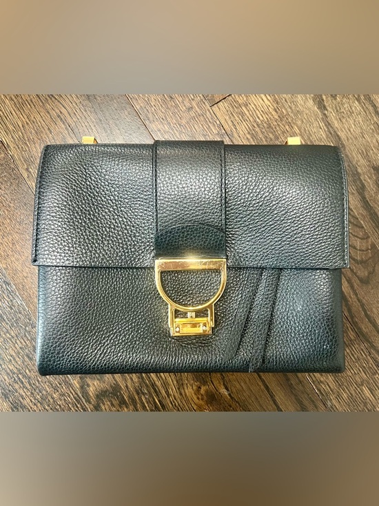Coccinelle Handbags - Coccinelle Black Pebbled Leather Clutch with Gold D-Ring Lock -broken latch
